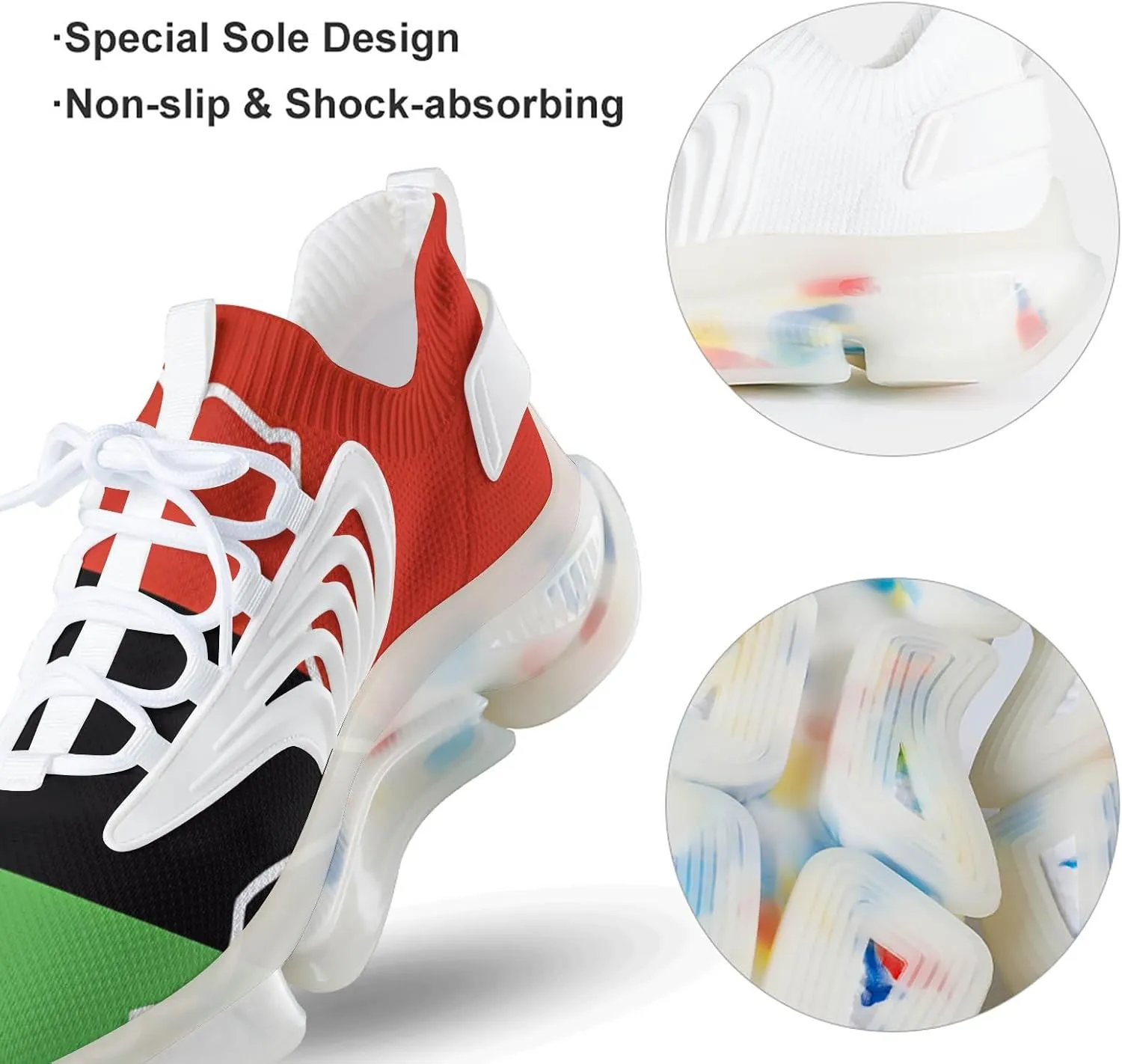 African American Afro Flag Men's Running Shoes Lightweight Walking Shoe Breathable Sneaker