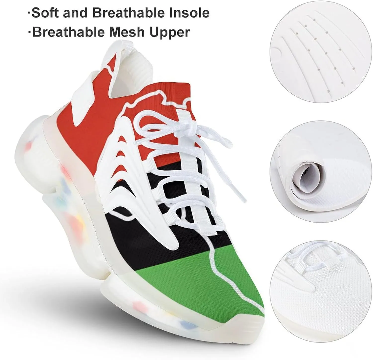 African American Afro Flag Men's Running Shoes Lightweight Walking Shoe Breathable Sneaker