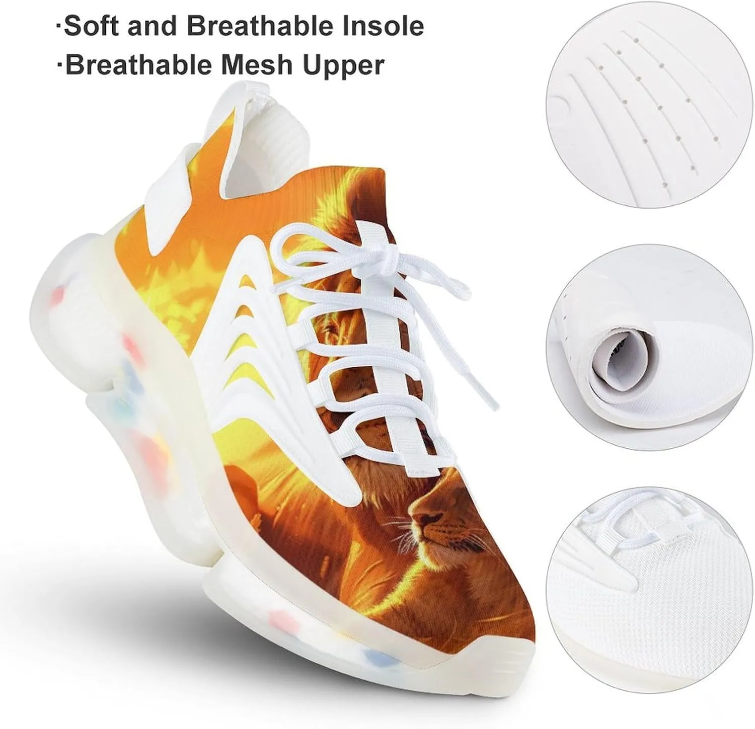 African Safari Lion Sunset Men's Running Shoes Lightweight Walking Shoe Breathable Sneaker