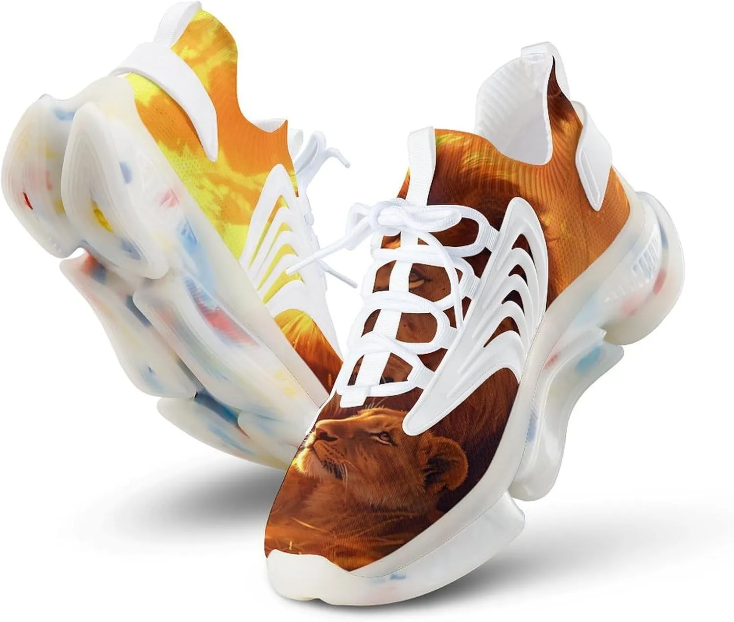 African Safari Lion Sunset Men's Running Shoes Lightweight Walking Shoe Breathable Sneaker