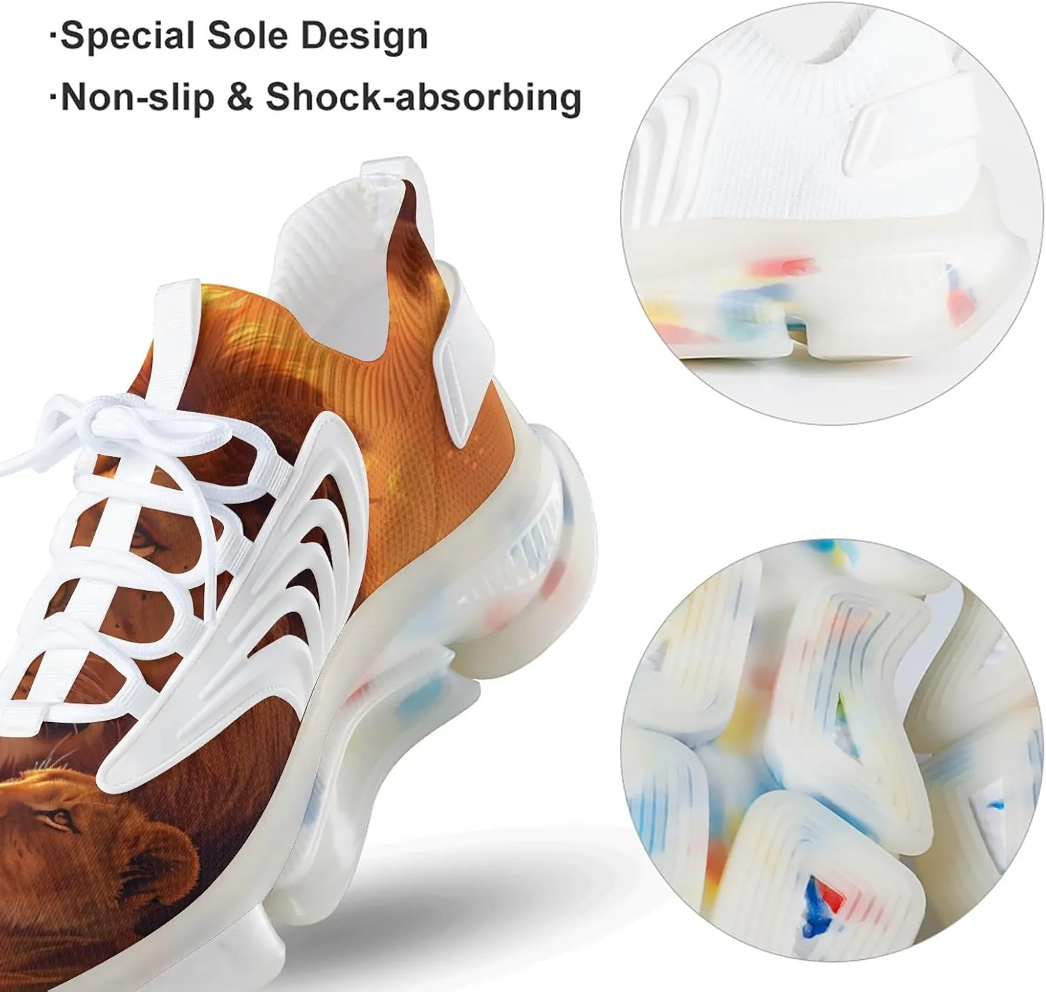 African Safari Lion Sunset Men's Running Shoes Lightweight Walking Shoe Breathable Sneaker