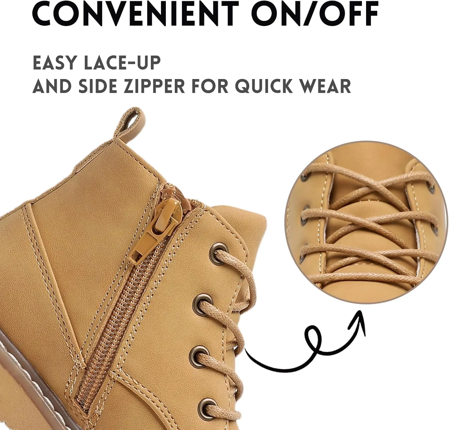 Ahannie Boys Boots Toddler Kids Work Boots Outdoor Casual Side Zipper Ankle Shoes(Toddler/Little Kid/Big Kid)