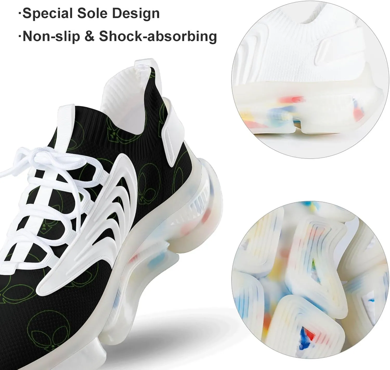 Alien Head Men's Running Shoes Lightweight Walking Shoe Breathable Sneaker
