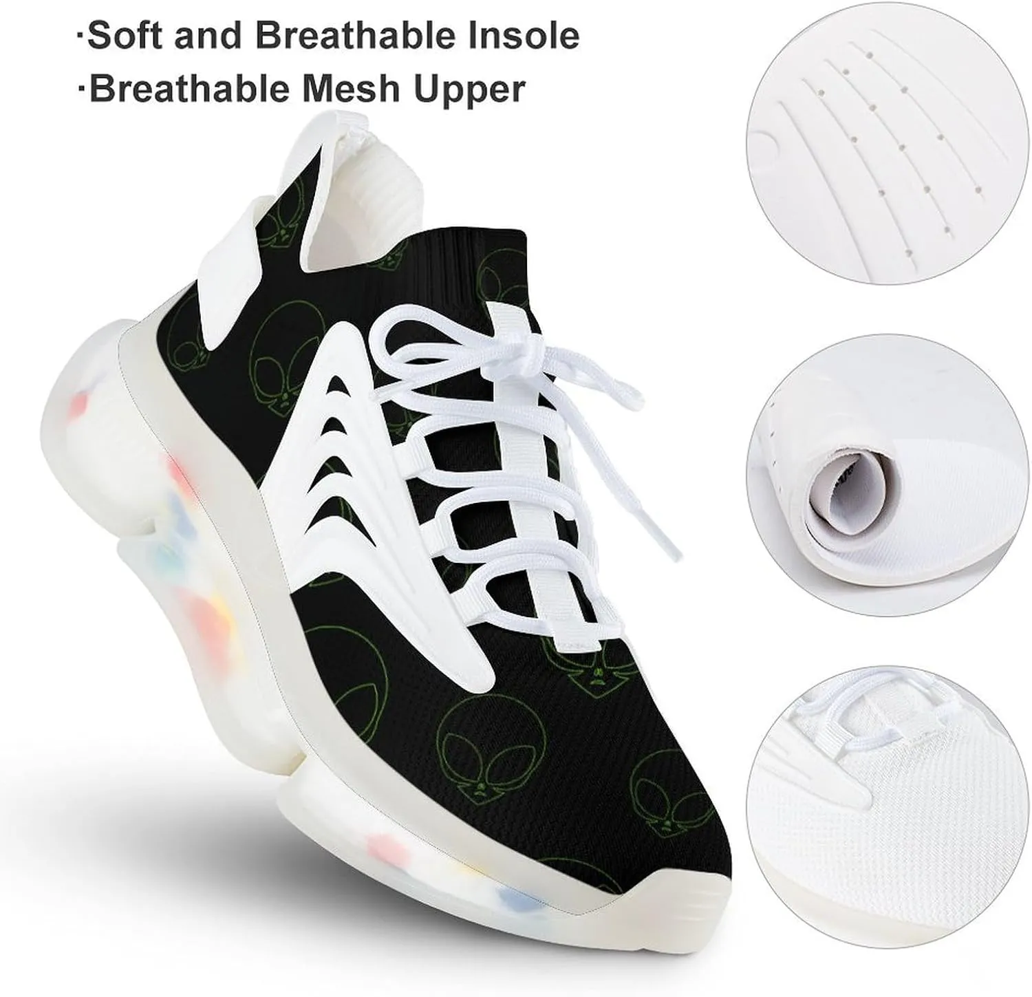 Alien Head Men's Running Shoes Lightweight Walking Shoe Breathable Sneaker