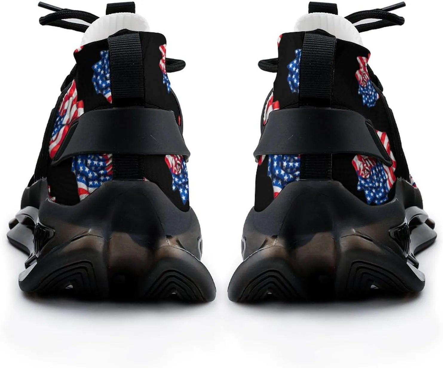 American Flag Rose Men's Running Shoes Lightweight Walking Shoe Breathable Sneaker
