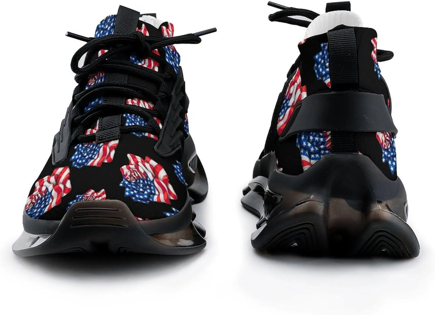 American Flag Rose Men's Running Shoes Lightweight Walking Shoe Breathable Sneaker