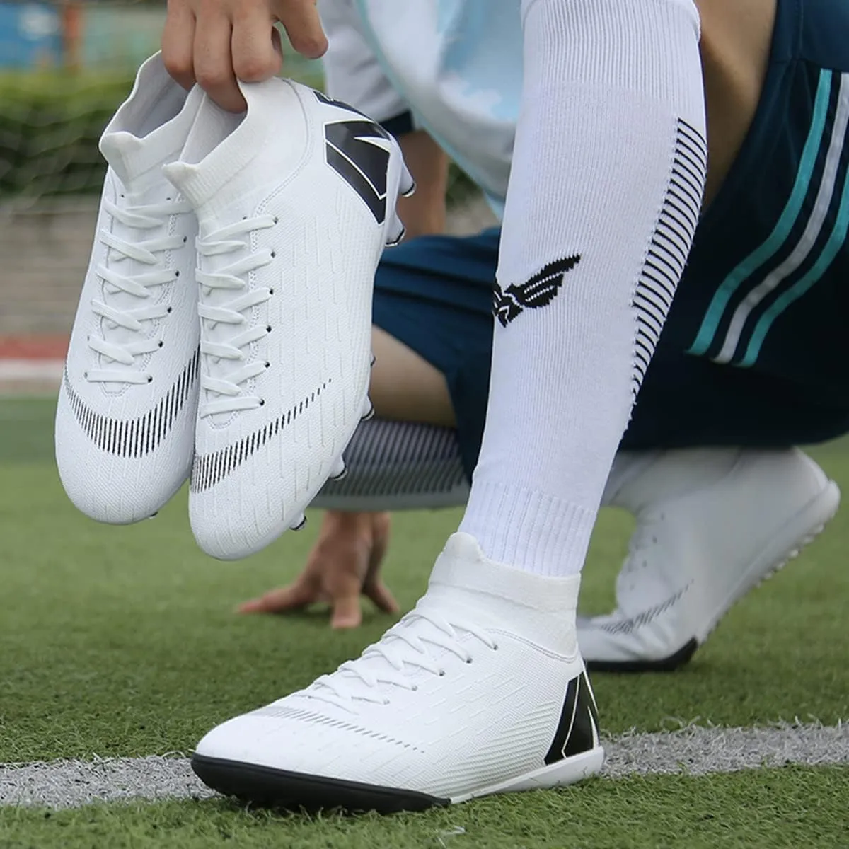 AMZ BSHIDA Indoor Soccer Shoes for Mens Youth Athletic Football Soccer Turf Cleats