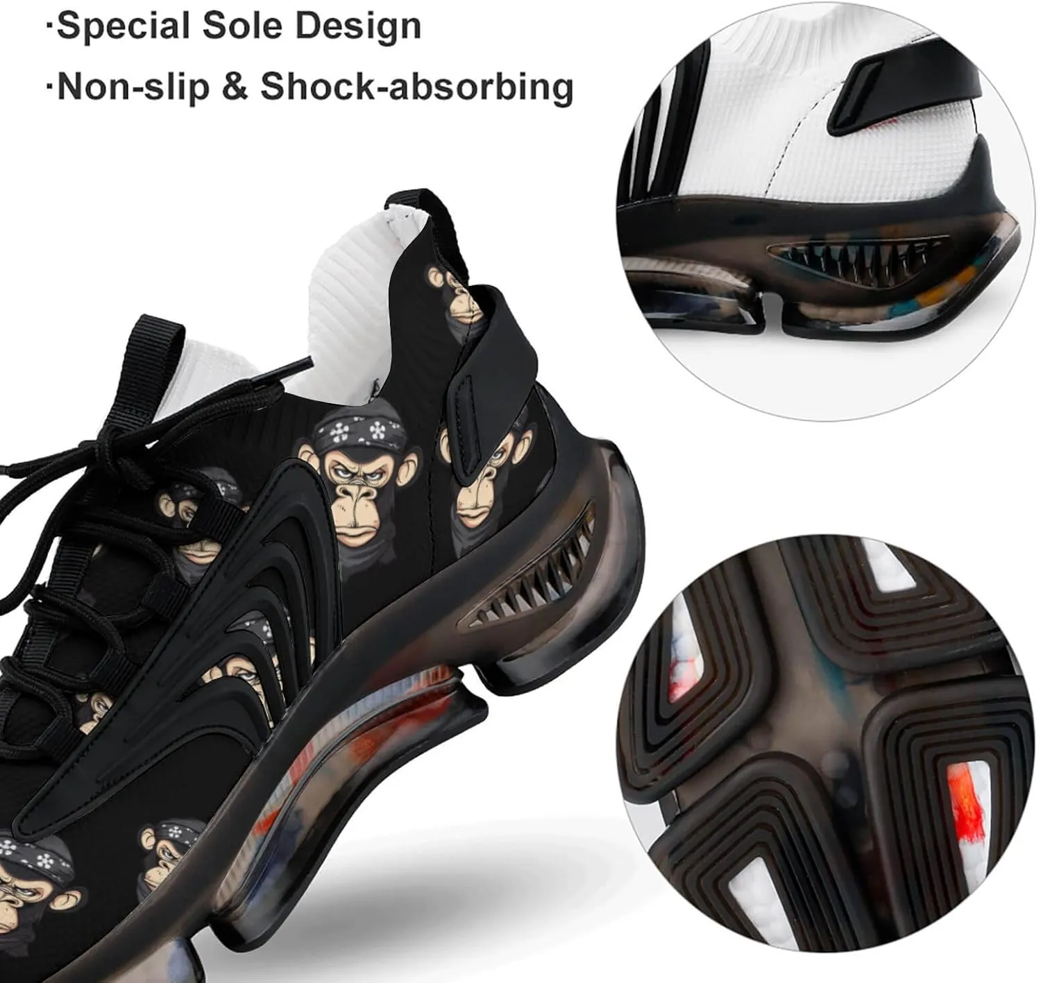 Angry Chimpanzee with Bandana Men's Running Shoes Lightweight Walking Shoe Breathable Sneaker