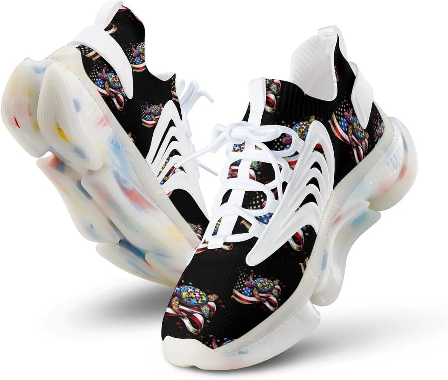 Autism Awareness American Turtles Men's Running Shoes Lightweight Walking Shoe Breathable Sneaker