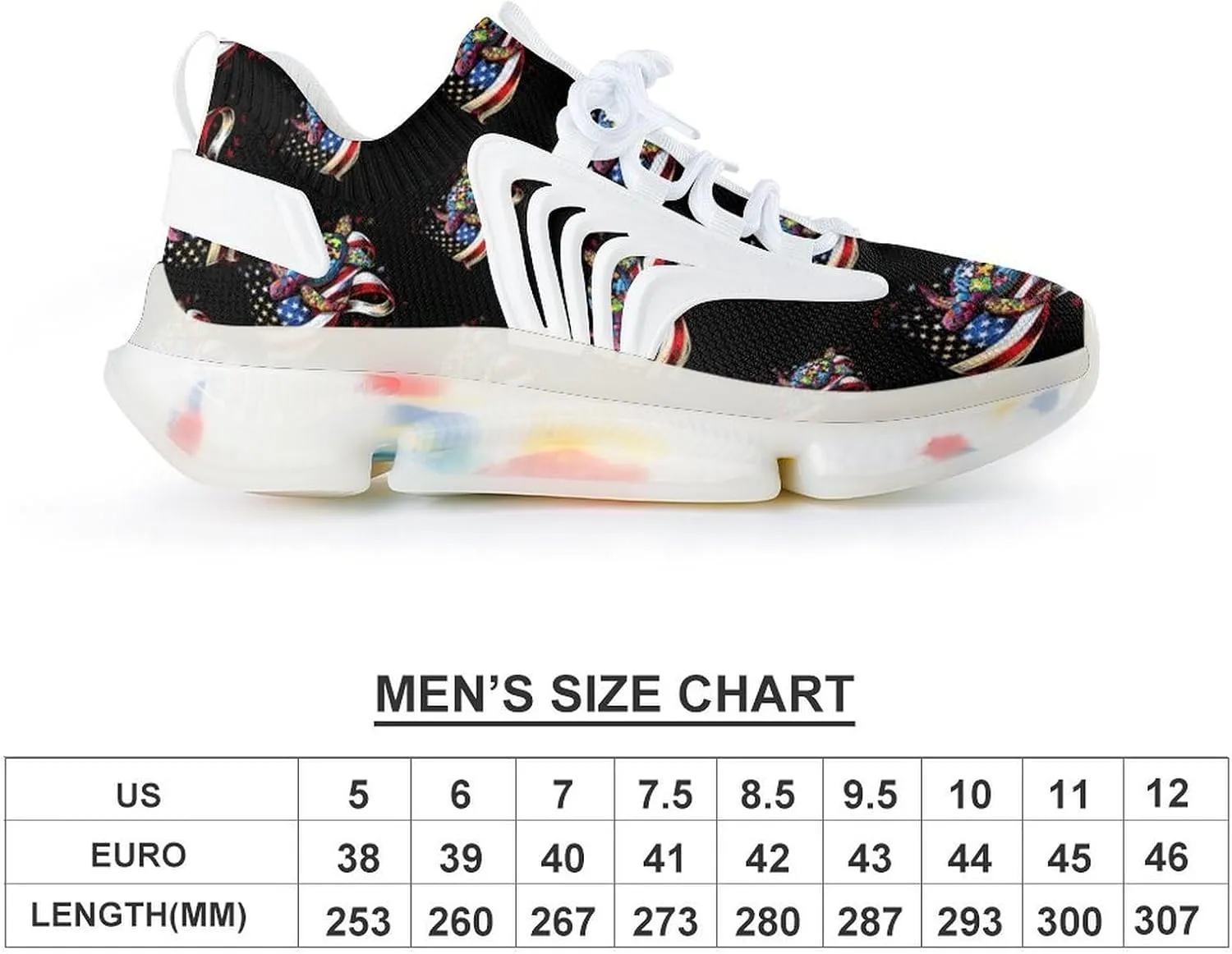 Autism Awareness American Turtles Men's Running Shoes Lightweight Walking Shoe Breathable Sneaker