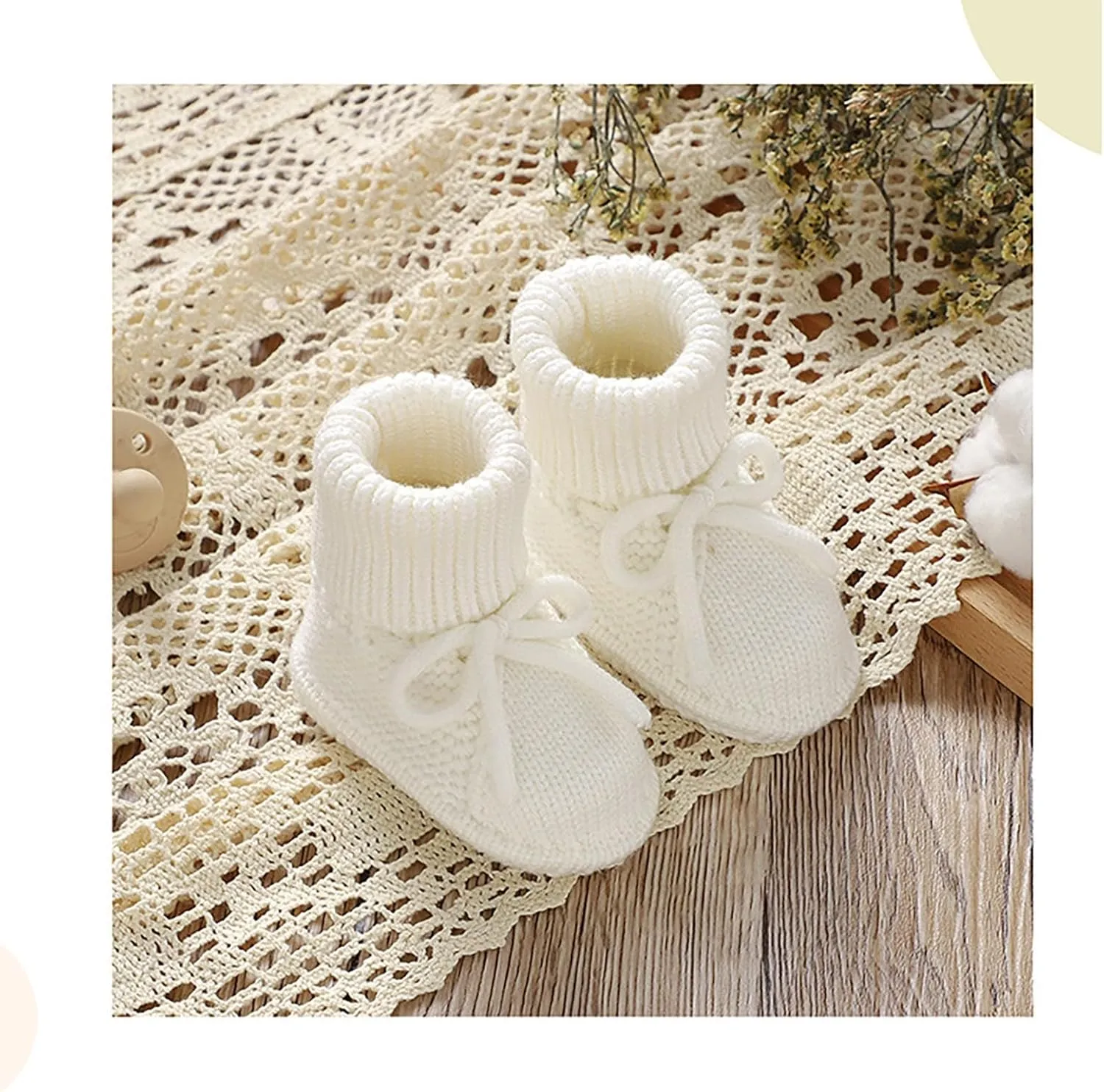 Baby Booties Newborn Sock Shoes Hand Knitting Crochet Infant Boy Girl Cozy Shoes Indoor Walking Shoes Breathable
