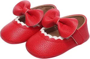 Baby Girl Booties 6-12 Months Infant Girls Single Shoes Ruffles Bowknot First Walkers Shoes Remy-18k Youth Girl's Fashion Flat Lace up Light Weight Glitter Sneaker Athletic Shoes