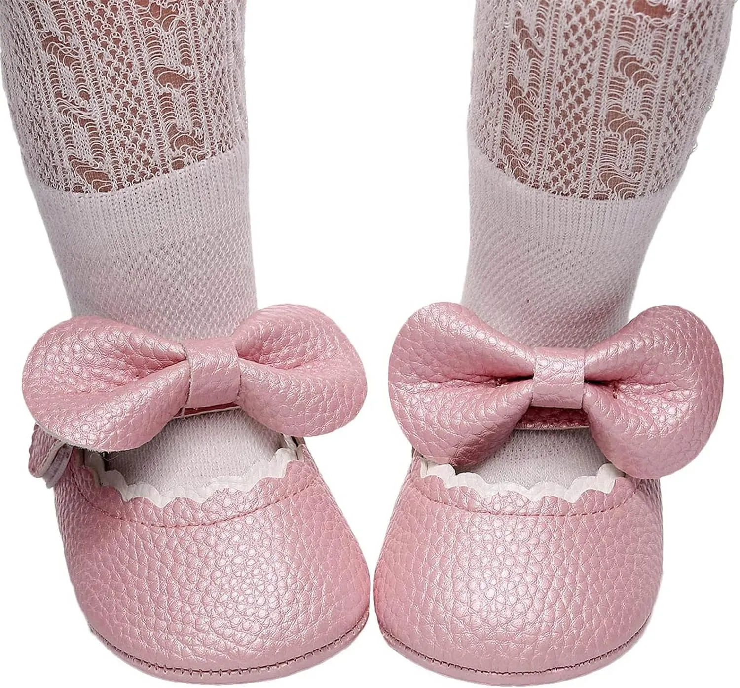 Baby Girl Booties 6-12 Months Infant Girls Single Shoes Ruffles Bowknot First Walkers Shoes Remy-18k Youth Girl's Fashion Flat Lace up Light Weight Glitter Sneaker Athletic Shoes