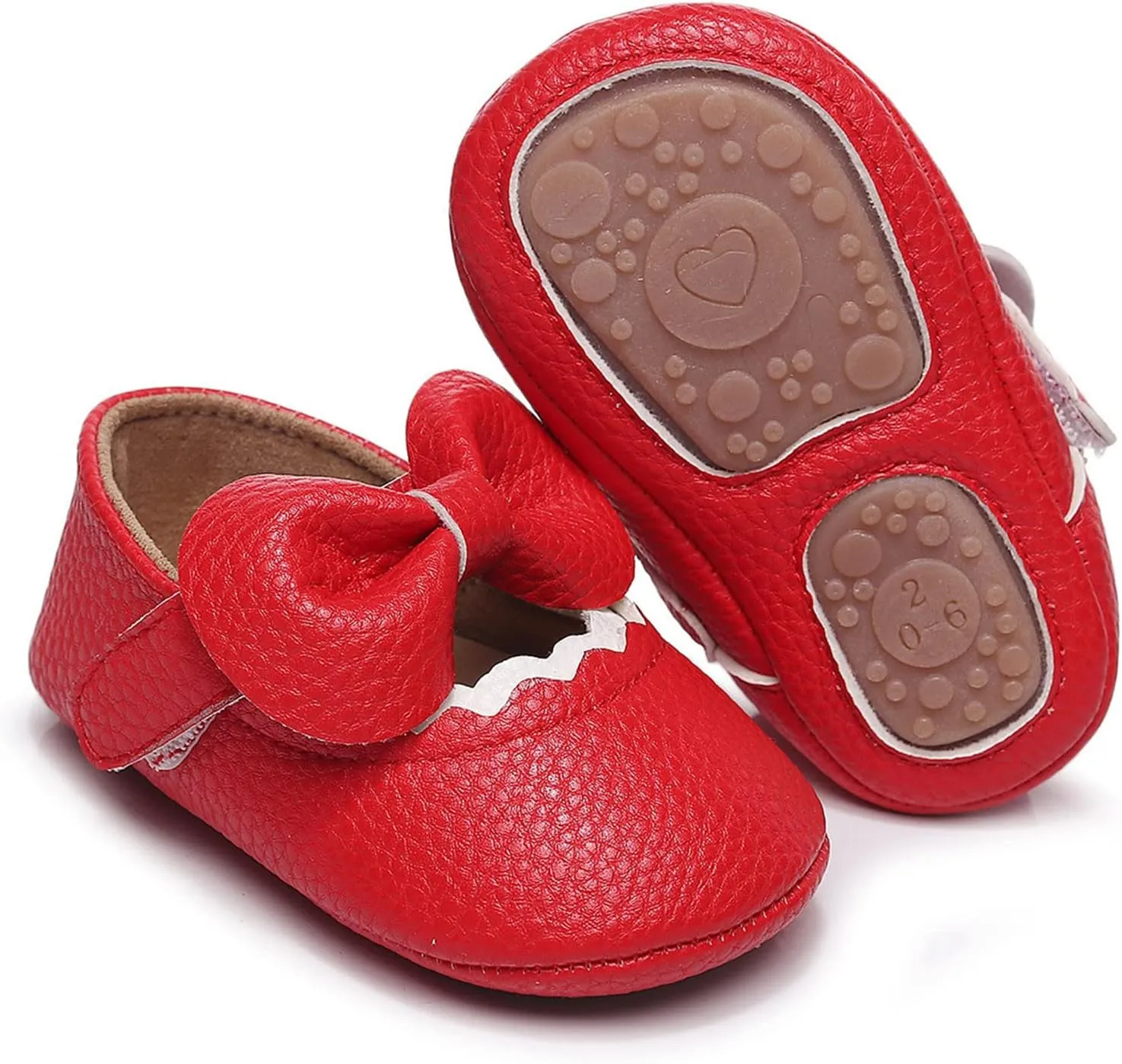 Baby Girl Booties 6-12 Months Infant Girls Single Shoes Ruffles Bowknot First Walkers Shoes Remy-18k Youth Girl's Fashion Flat Lace up Light Weight Glitter Sneaker Athletic Shoes