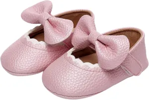 Baby Girl Booties 6-12 Months Infant Girls Single Shoes Ruffles Bowknot First Walkers Shoes Remy-18k Youth Girl's Fashion Flat Lace up Light Weight Glitter Sneaker Athletic Shoes