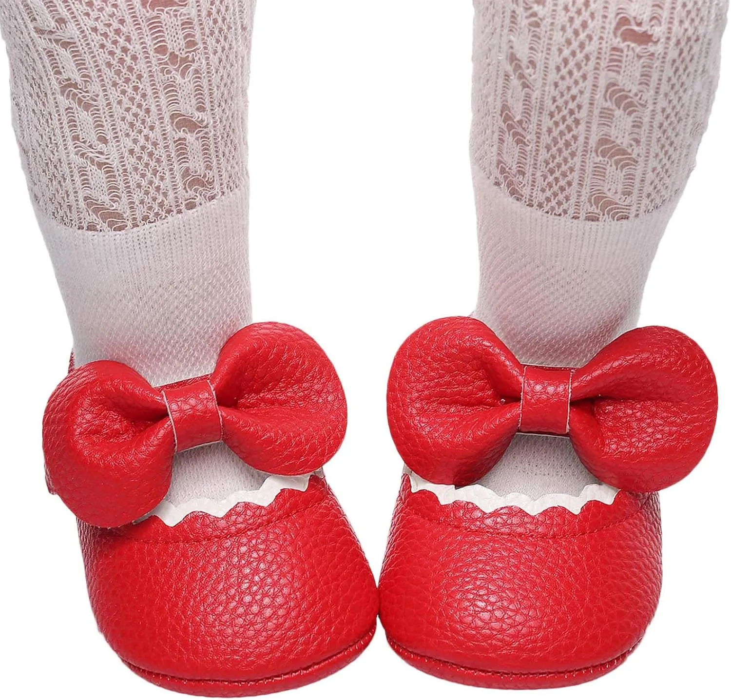 Baby Girl Booties 6-12 Months Infant Girls Single Shoes Ruffles Bowknot First Walkers Shoes Remy-18k Youth Girl's Fashion Flat Lace up Light Weight Glitter Sneaker Athletic Shoes