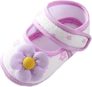 Baby Walking Shoes, 0-12 Months Newborn Baby Girls Soft First Walking Shoes Summer Cute Flowers Flat Sandals Slipper