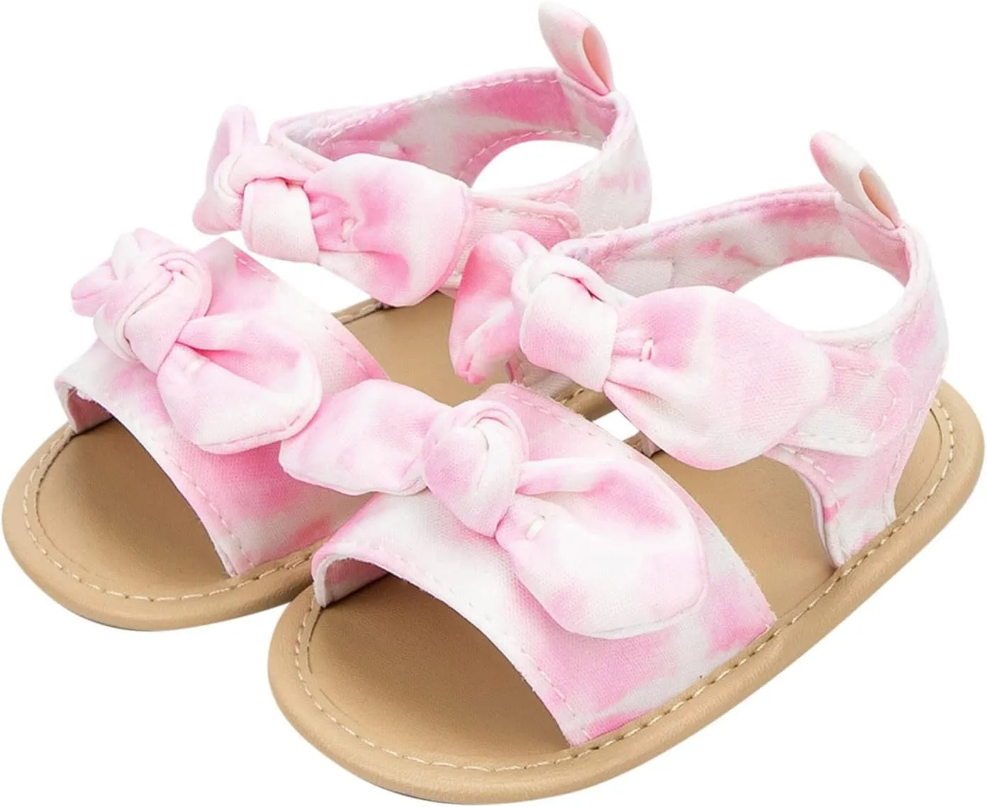 Baby Walking Shoes Boy 6-12 Months Infant Girls Open Toe Bowknot Tie Dye Shoes First Walkers Shoes Quilted Bodysuit