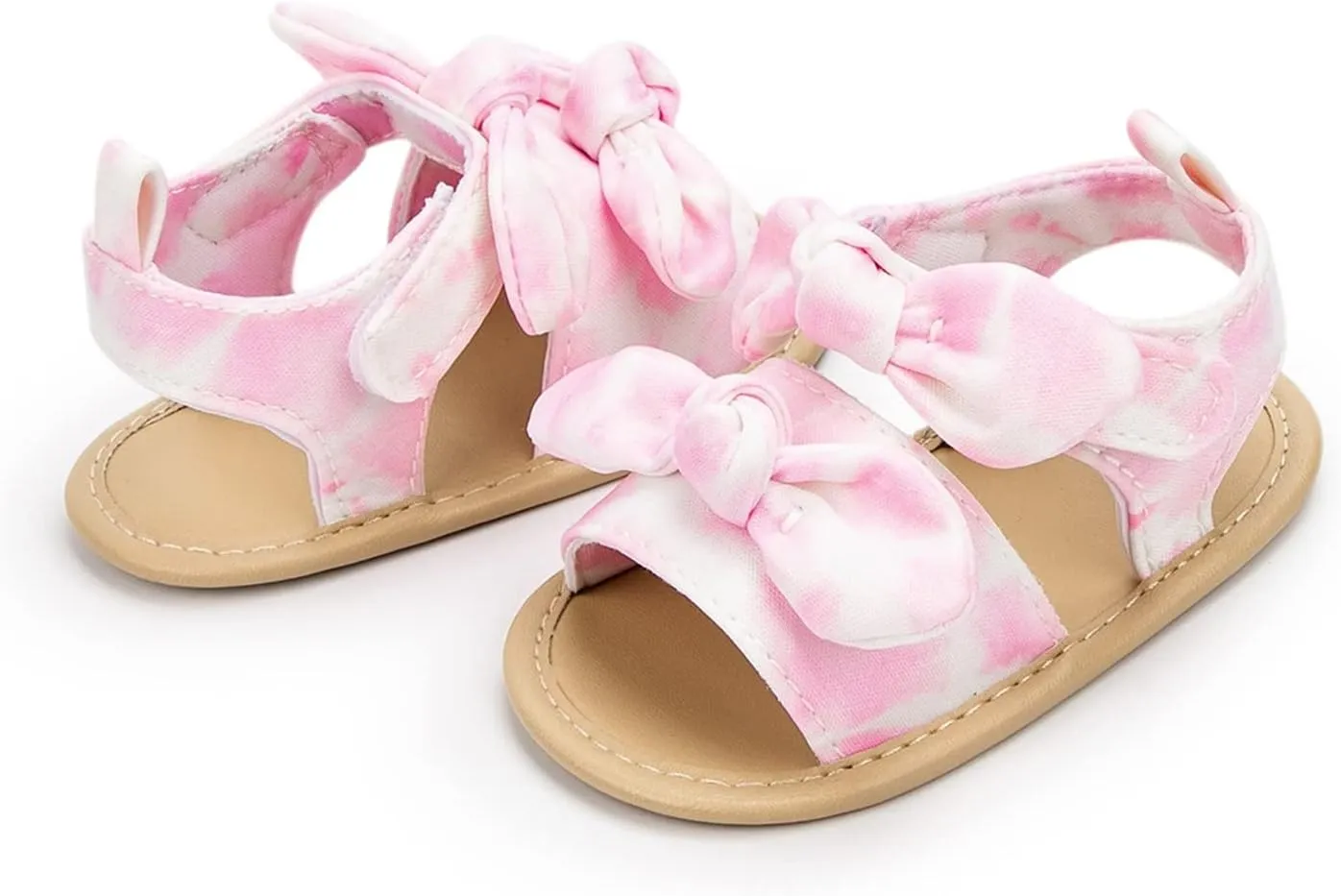 Baby Walking Shoes Boy 6-12 Months Infant Girls Open Toe Bowknot Tie Dye Shoes First Walkers Shoes Quilted Bodysuit