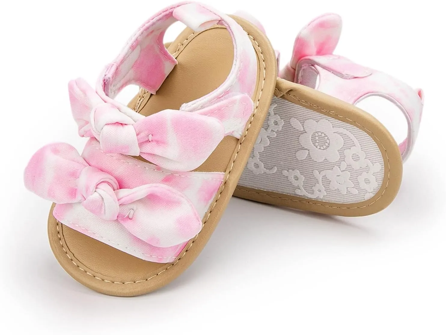 Baby Walking Shoes Boy 6-12 Months Infant Girls Open Toe Bowknot Tie Dye Shoes First Walkers Shoes Quilted Bodysuit