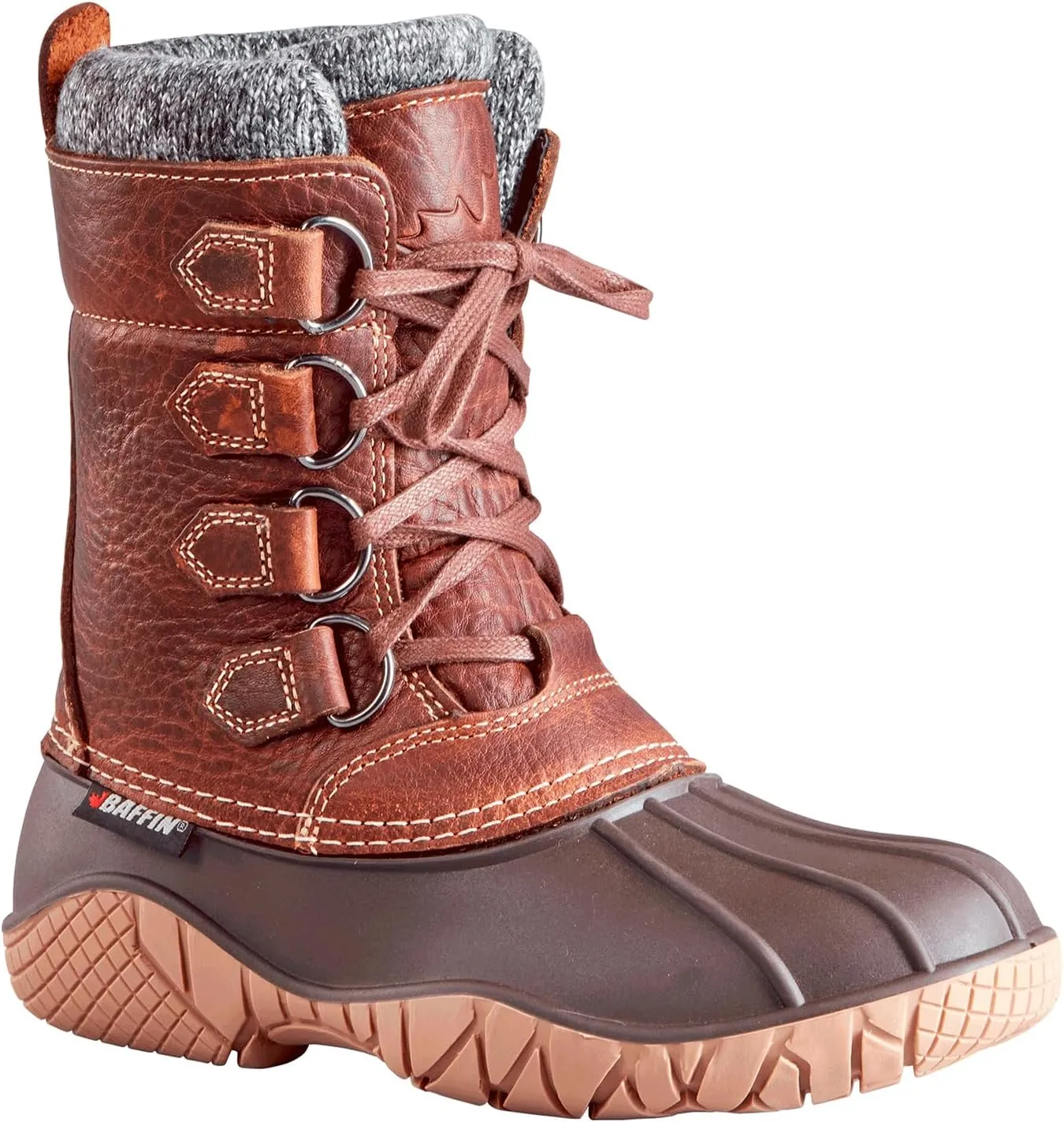 Baffin Women's YELLOWKNIFE CUFF Waterproof Insulated Mid-Height Snow Boots, Full-Grain Leather Upper, Flexible Rubber Base