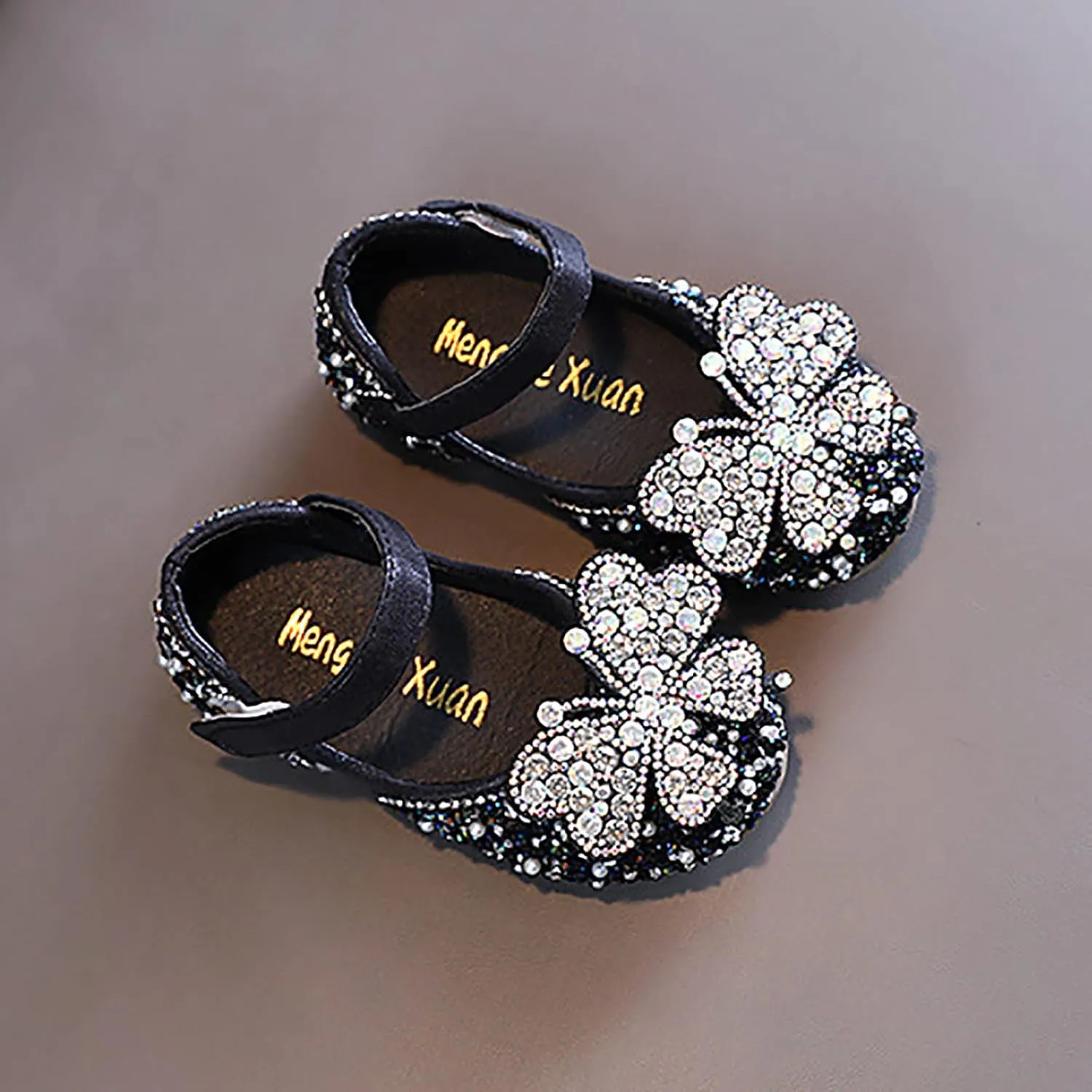Black Shoes for Girls,Girls Baby Infant Crystal Princess Shoes Bling Pearl Sandals Shoes Kids Dancing Shoes