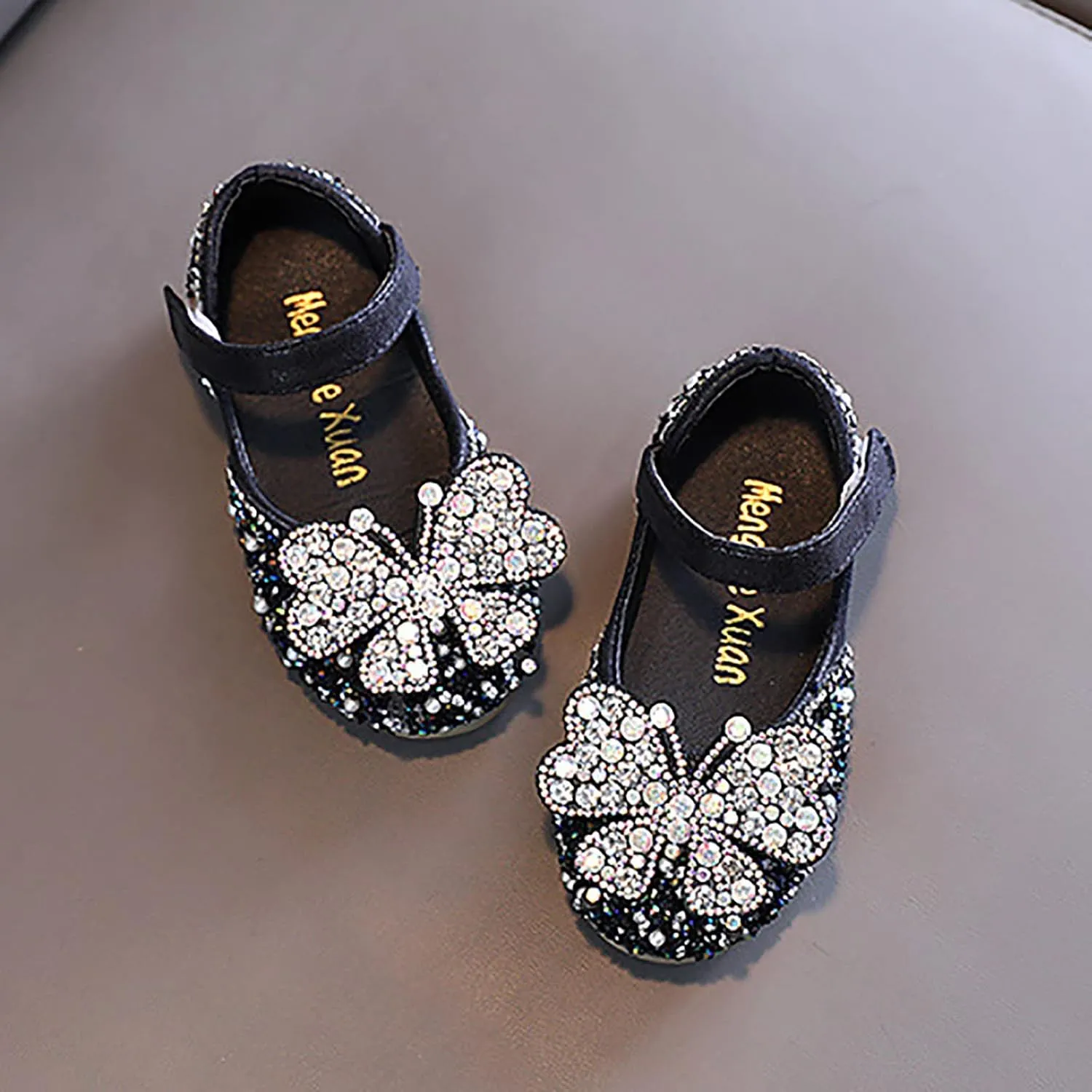 Black Shoes for Girls,Girls Baby Infant Crystal Princess Shoes Bling Pearl Sandals Shoes Kids Dancing Shoes