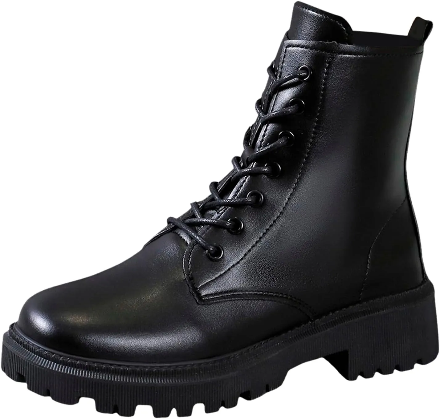Boots for Women Chunky Heel Round Toe Platform Dressy Ankle Boots Solid Lace up Zipper Fashion Womens Boots