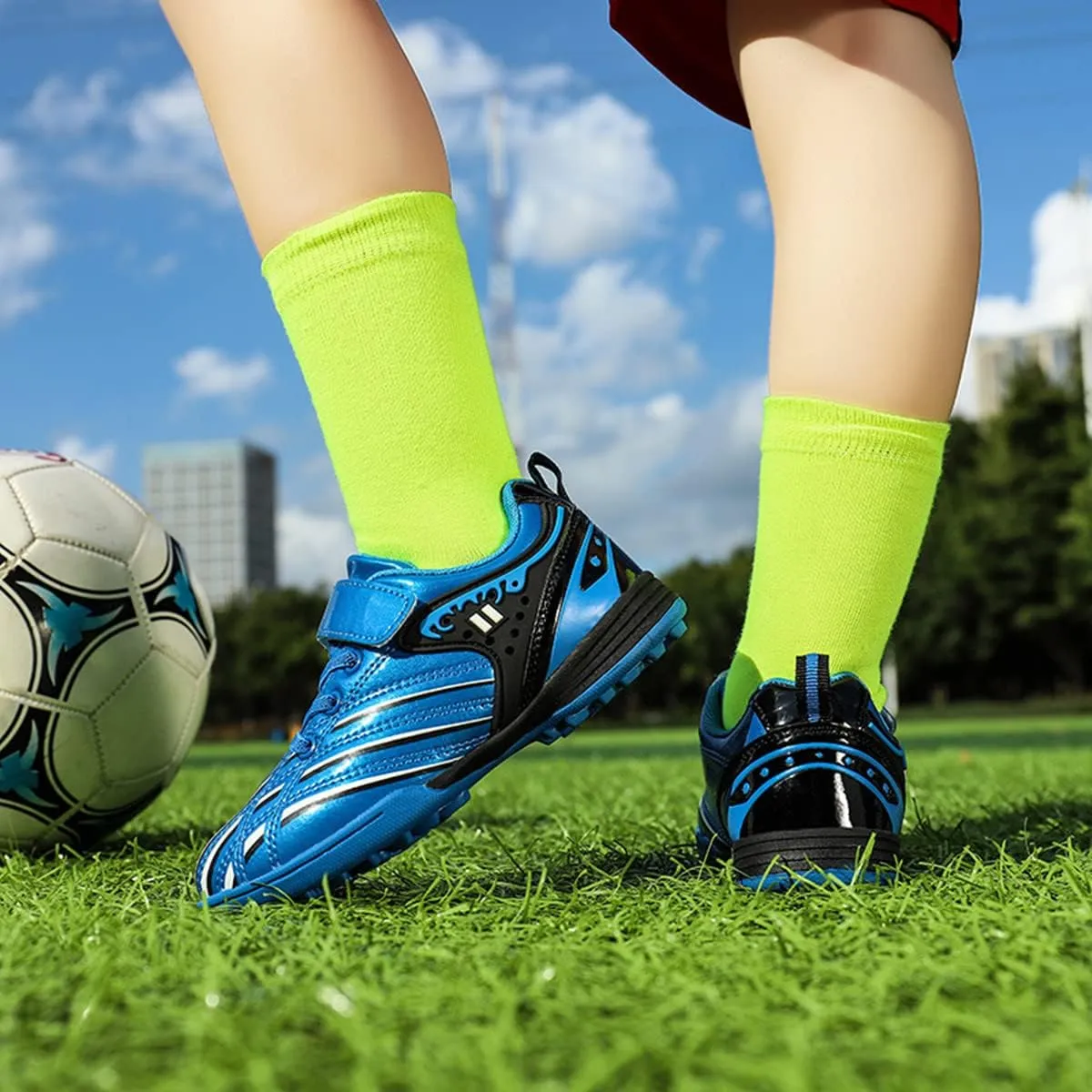 Boys Kids Youth Soccer Cleats Anti-Slip Football Boot Artificial Ground Soccer Shoes