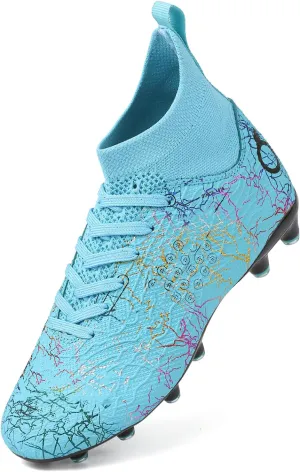 Boys' Soccer Shoes Kids Firm Ground Soccer Cleats Girls Athletic Sneakers Outdoor Turf Football Shoes for Little/Big Kid