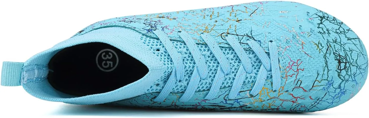 Boys' Soccer Shoes Kids Firm Ground Soccer Cleats Girls Athletic Sneakers Outdoor Turf Football Shoes for Little/Big Kid