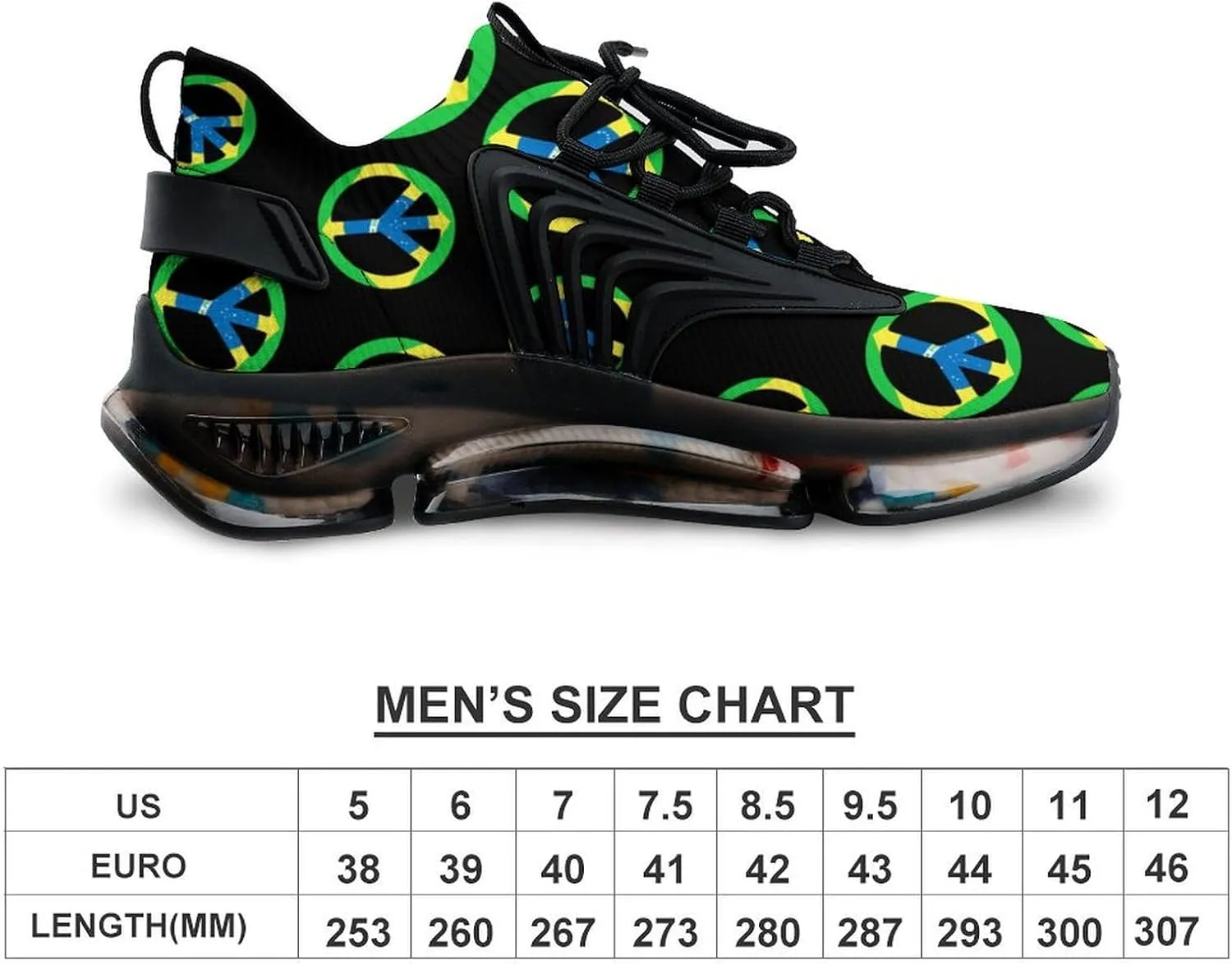 Brail Flag Peace Symbol Men's Running Shoes Lightweight Walking Shoe Breathable Sneaker