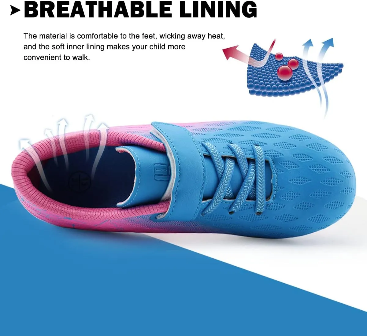 brooman Kids Firm Ground Soccer Cleats Boys Girls Athletic Outdoor Football Shoes