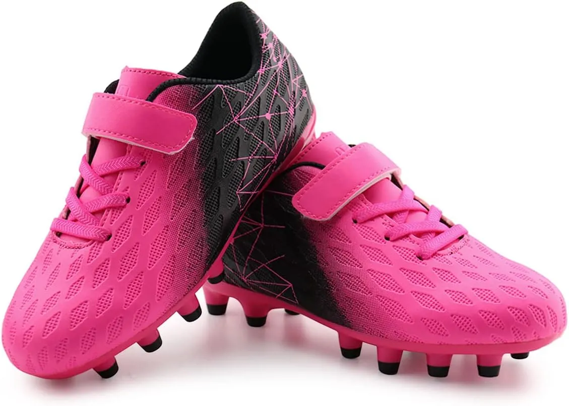brooman Kids Firm Ground Soccer Cleats Boys Girls Athletic Outdoor Football Shoes