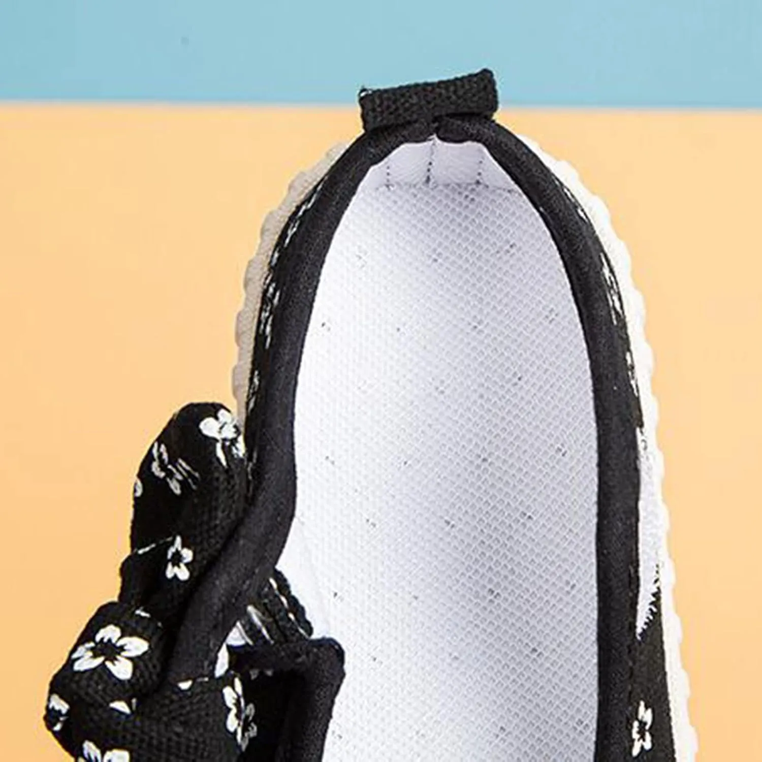 Canvas Shoes Kids Baby Floral Print Bowknot Outdoor Sport Sneakers Slip-On Comfortable Light Weight Skin-Friendly Causal Running Tennis Shoes