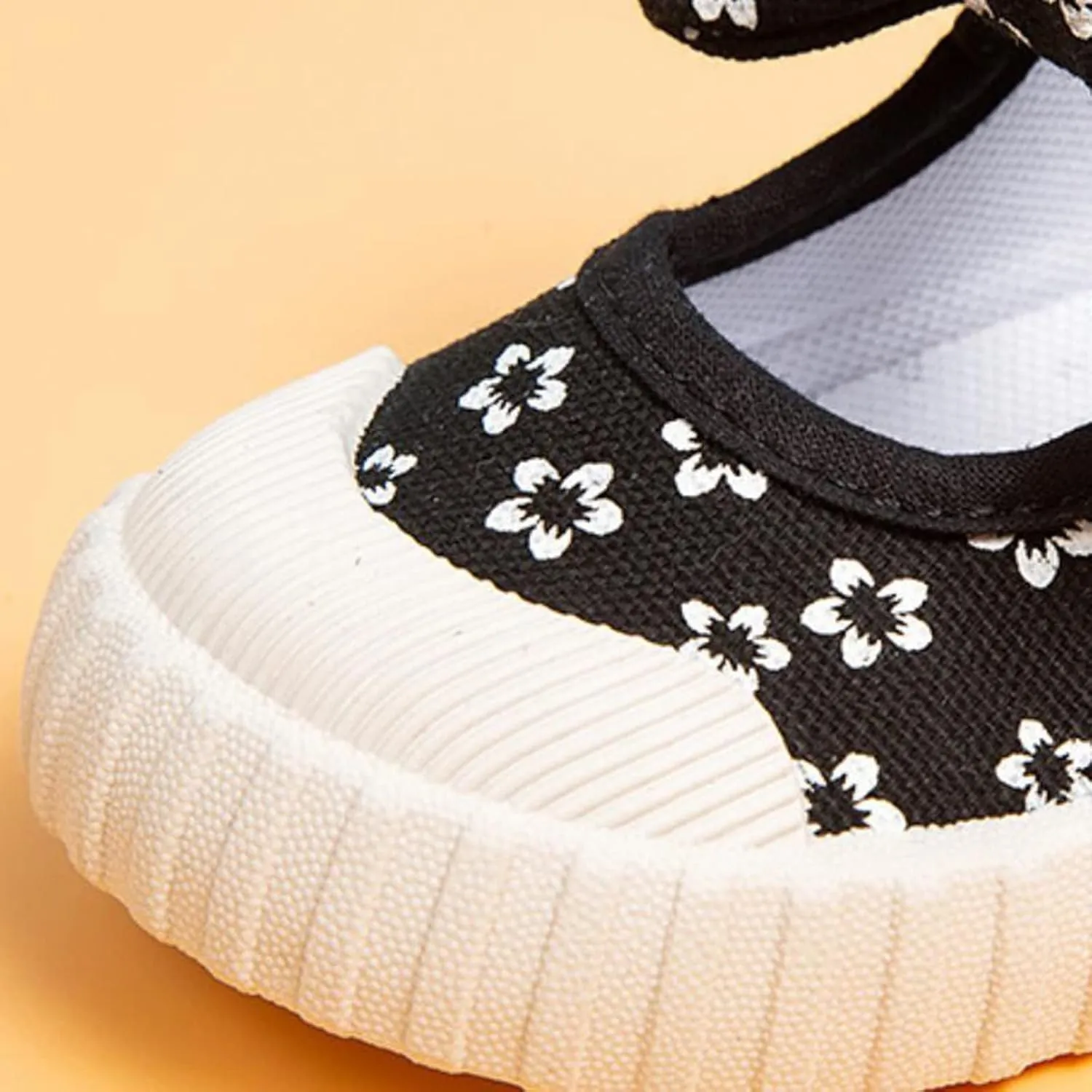 Canvas Shoes Kids Baby Floral Print Bowknot Outdoor Sport Sneakers Slip-On Comfortable Light Weight Skin-Friendly Causal Running Tennis Shoes