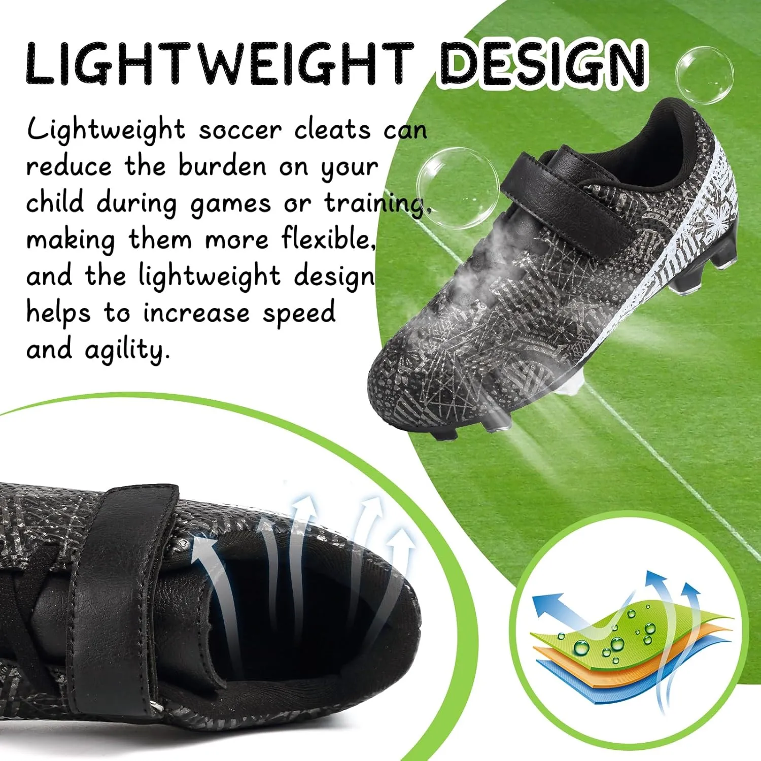 CBUSTER Kids Soccer Cleats Boys Football Cleats Girls Soccer Shoes