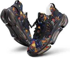 Colorful Rooster in Galaxy Men's Running Shoes Lightweight Walking Shoe Breathable Sneaker