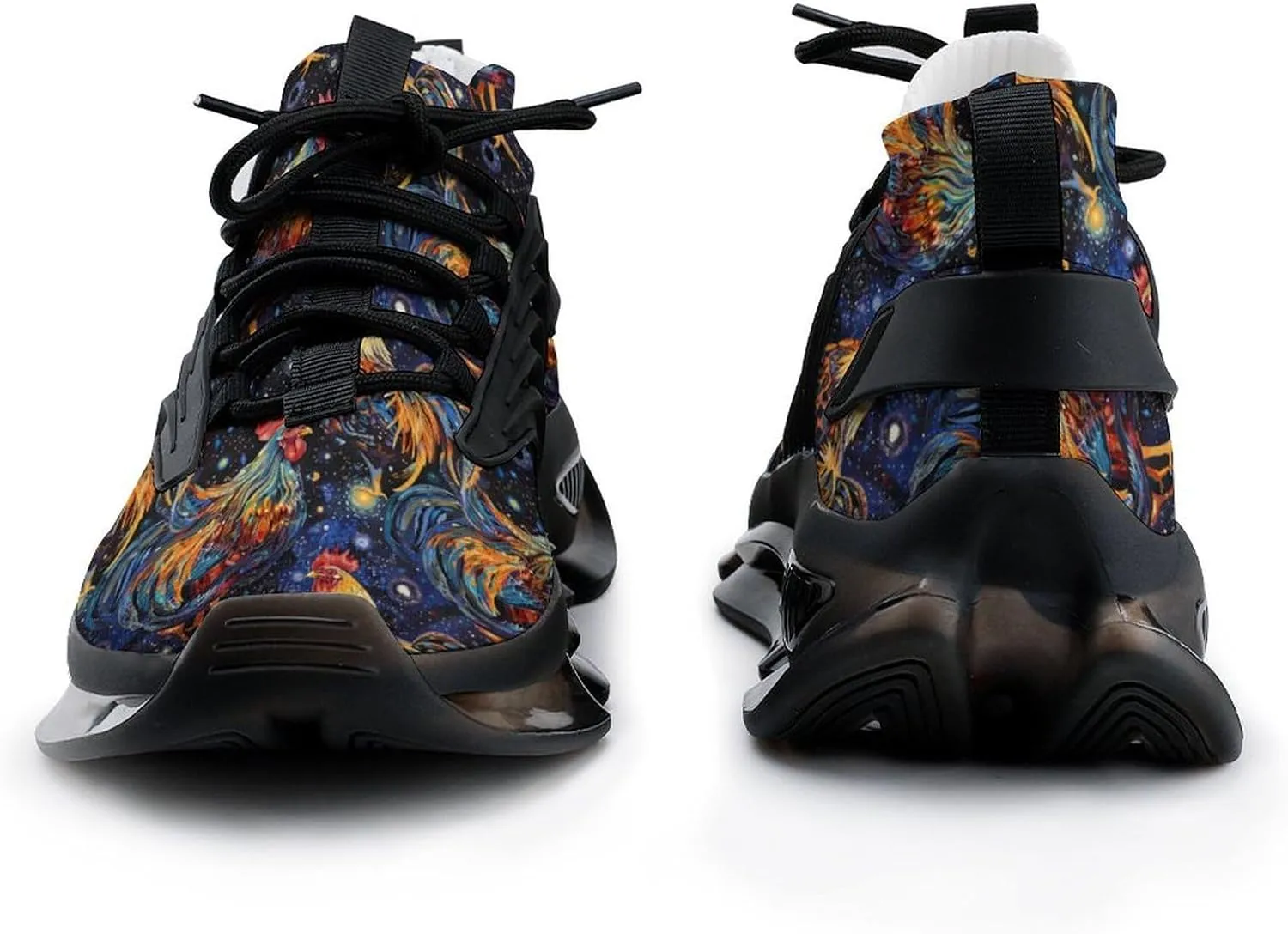 Colorful Rooster in Galaxy Men's Running Shoes Lightweight Walking Shoe Breathable Sneaker