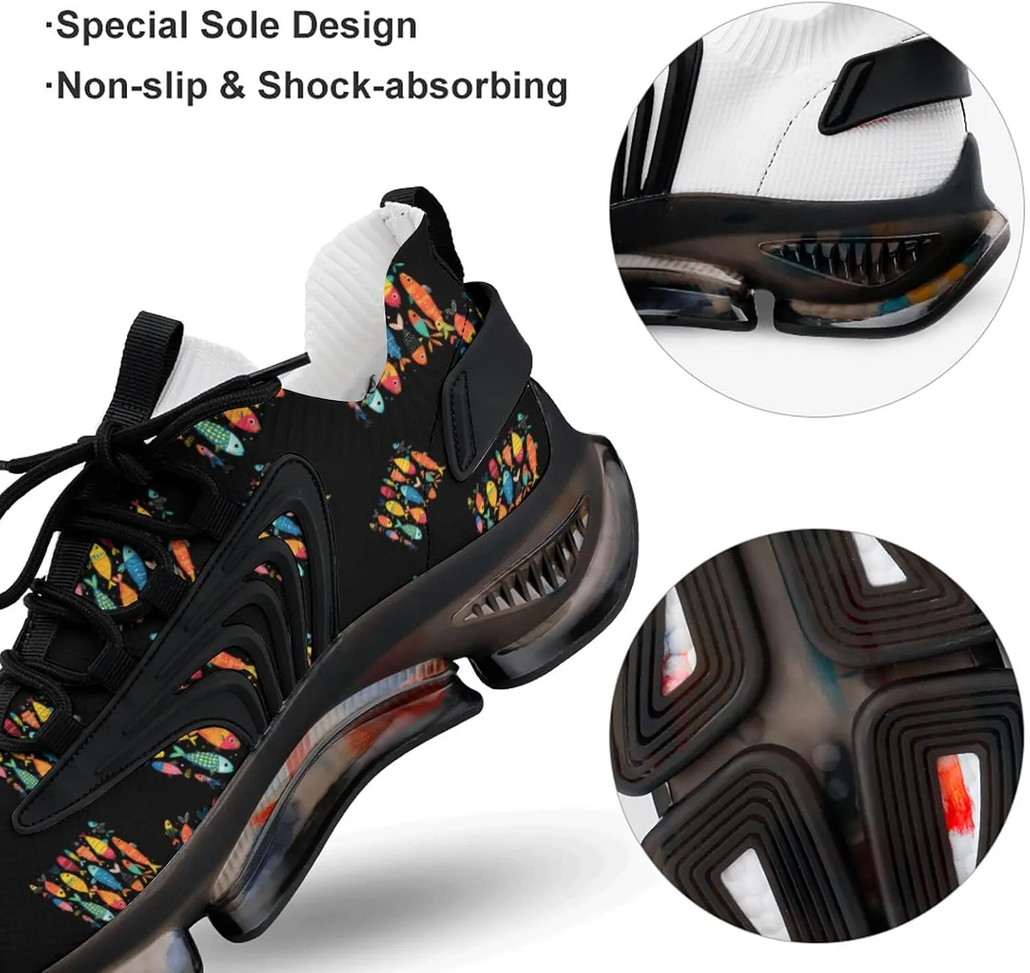 Colorful Tropical Fishes Men's Running Shoes Lightweight Walking Shoe Breathable Sneaker