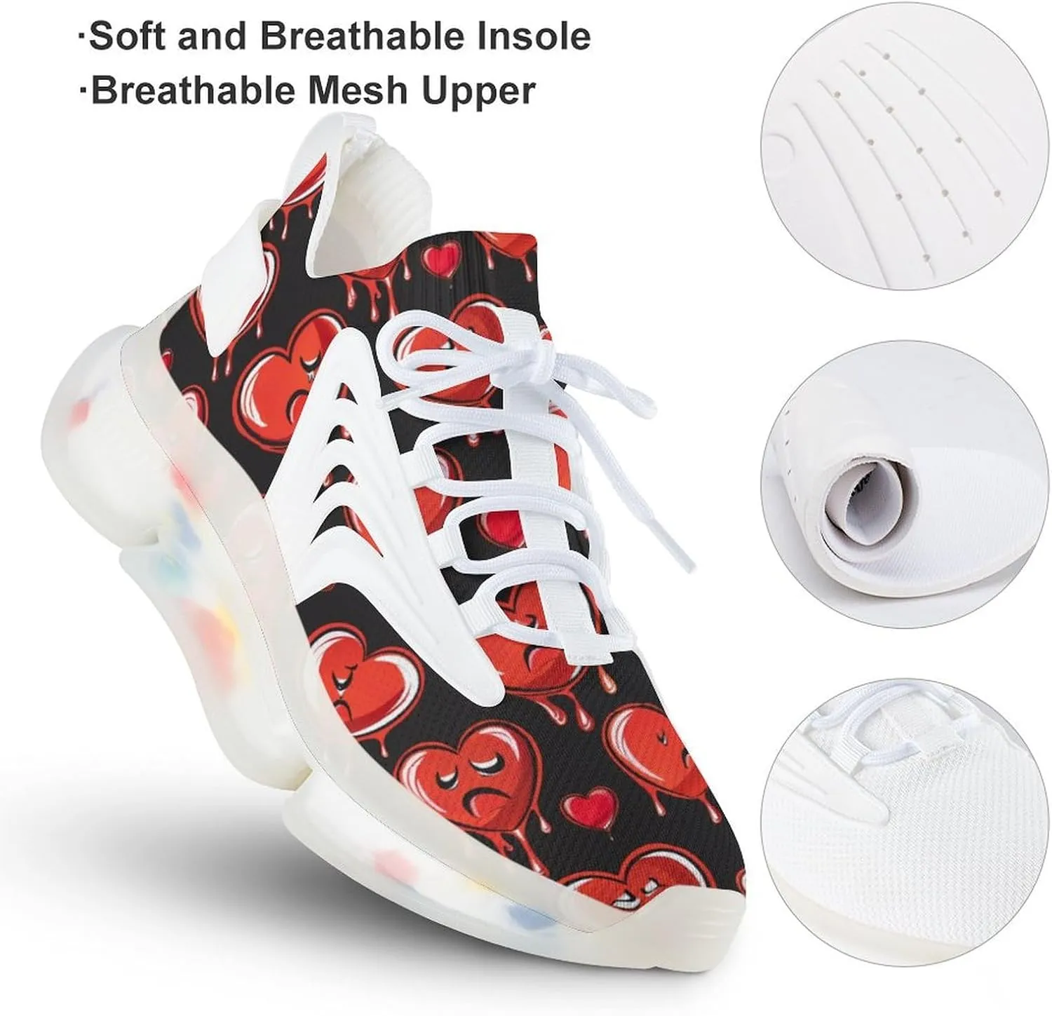 Crying Red Hearts Men's Running Shoes Lightweight Walking Shoe Breathable Sneaker