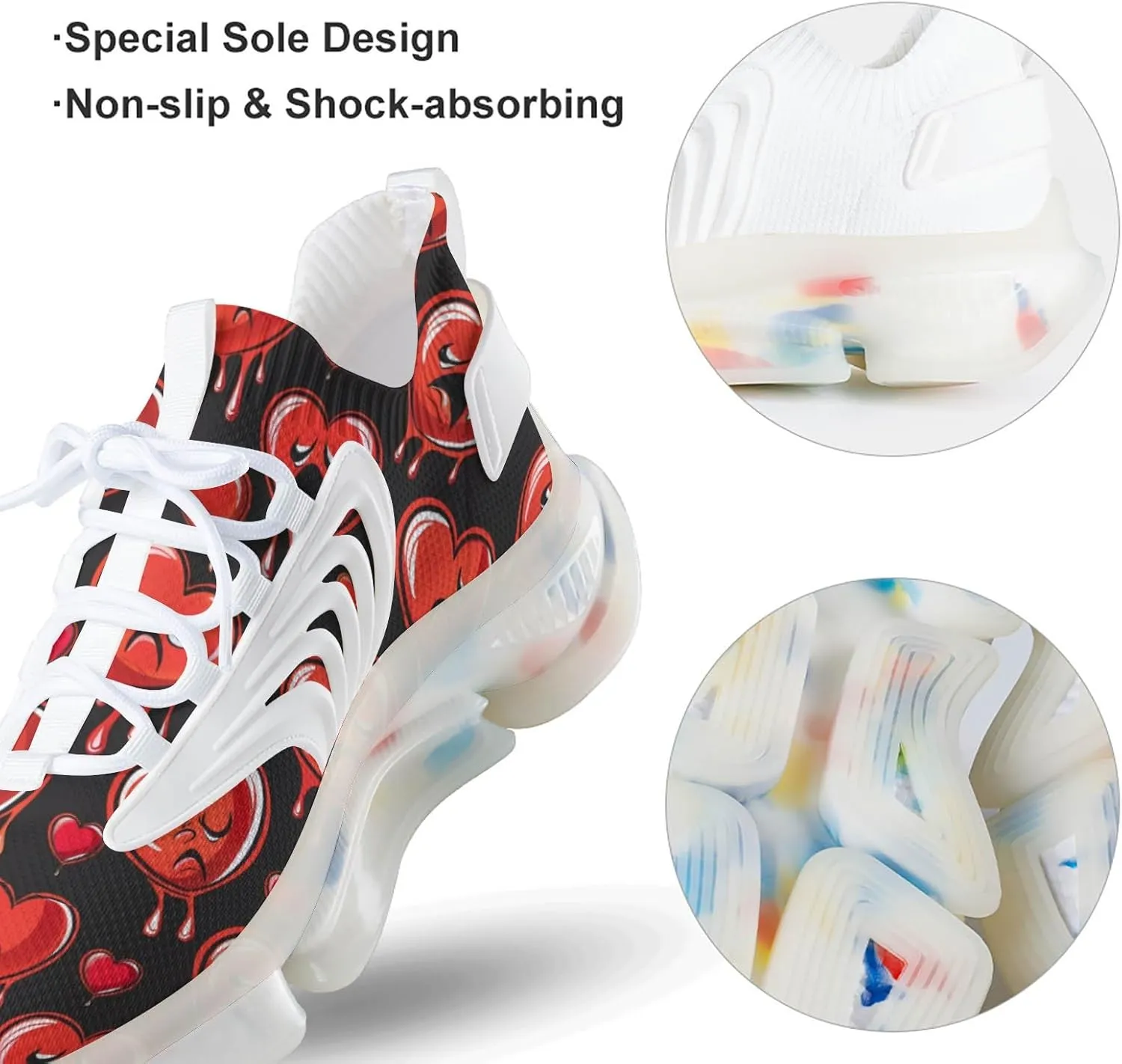 Crying Red Hearts Men's Running Shoes Lightweight Walking Shoe Breathable Sneaker