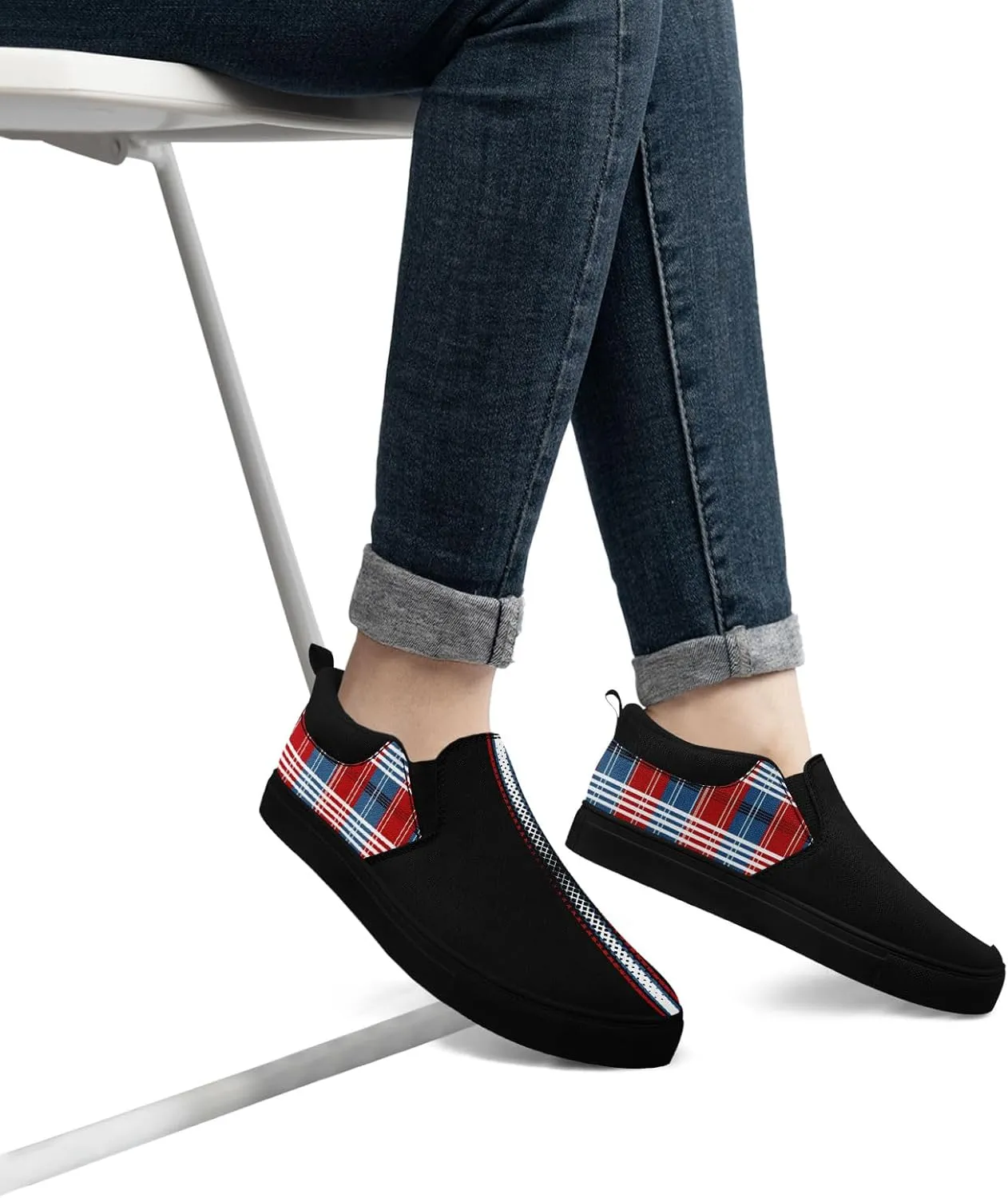 Custom Plaid Slip-On Canvas Shoes Personalized Logo Name Classic Design Comfortable Breathable Casual Summer Sneaker