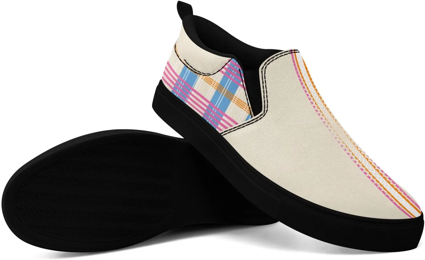 Custom Plaid Slip-On Canvas Shoes Personalized Logo Name Classic Design Comfortable Breathable Casual Summer Sneaker