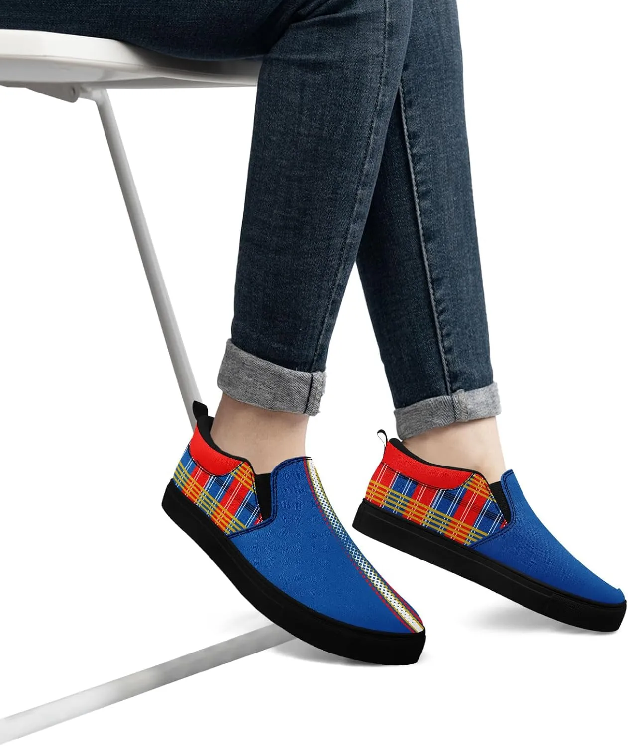 Custom Plaid Slip-On Canvas Shoes Personalized Logo Name Classic Design Comfortable Breathable Casual Summer Sneaker