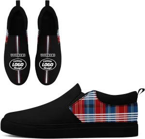 Custom Plaid Slip-On Canvas Shoes Personalized Logo Name Classic Design Comfortable Breathable Casual Summer Sneaker