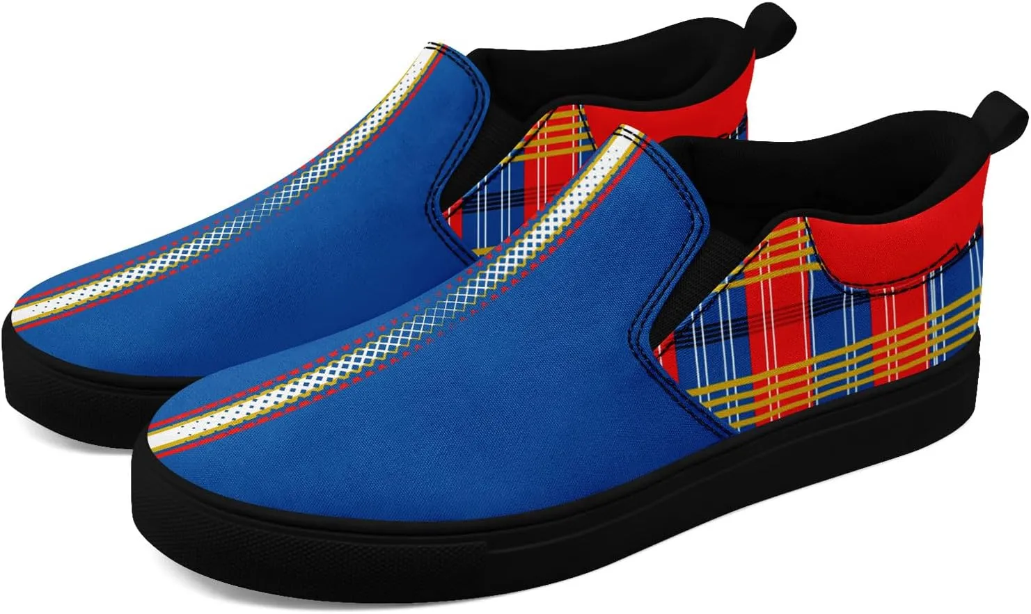 Custom Plaid Slip-On Canvas Shoes Personalized Logo Name Classic Design Comfortable Breathable Casual Summer Sneaker