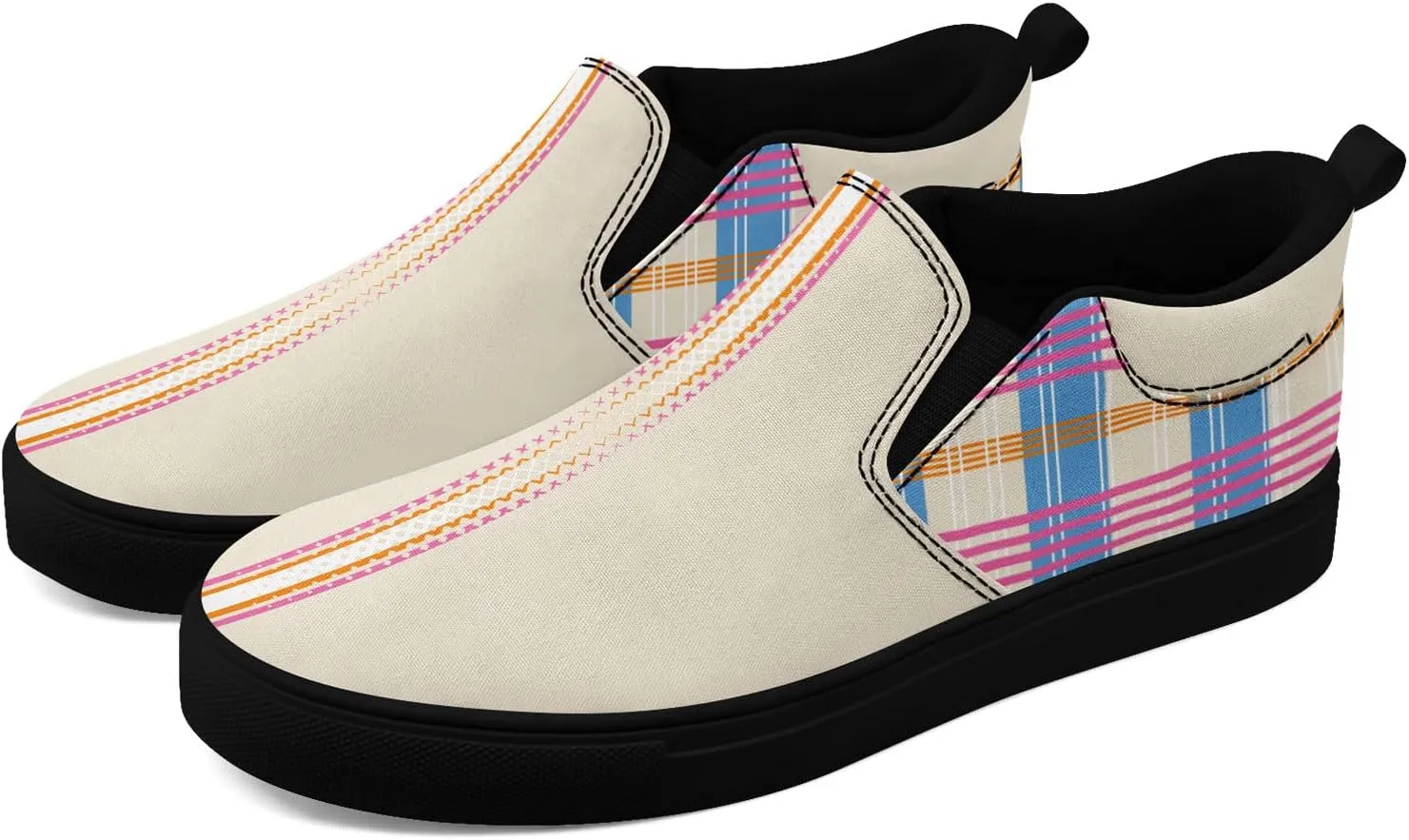 Custom Plaid Slip-On Canvas Shoes Personalized Logo Name Classic Design Comfortable Breathable Casual Summer Sneaker