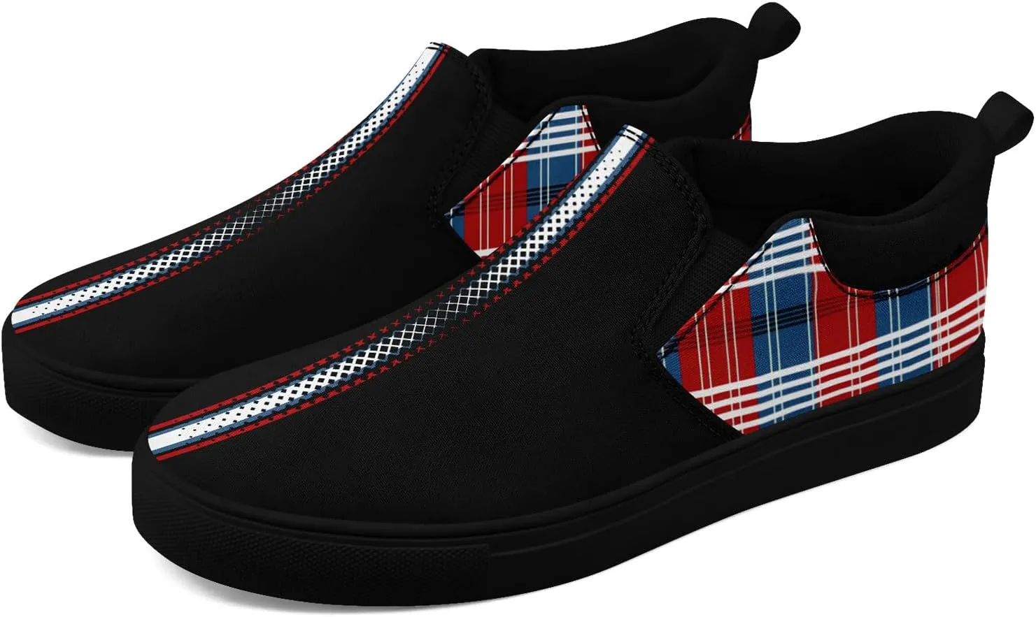 Custom Plaid Slip-On Canvas Shoes Personalized Logo Name Classic Design Comfortable Breathable Casual Summer Sneaker