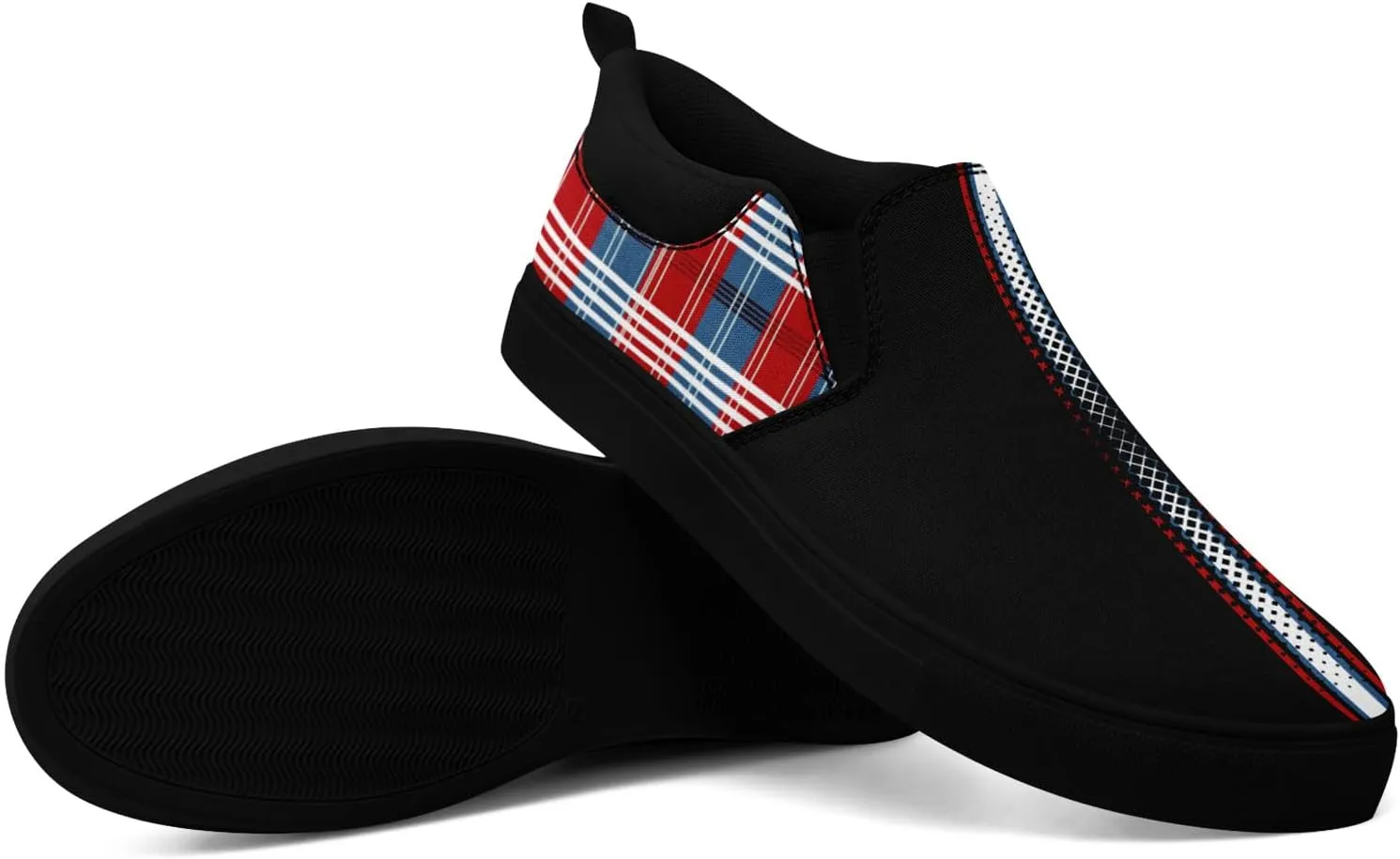 Custom Plaid Slip-On Canvas Shoes Personalized Logo Name Classic Design Comfortable Breathable Casual Summer Sneaker